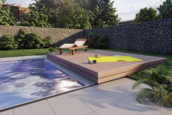 terrasse mobile pooldeck pour allier protection de la piscine et plaisir de la terrasse