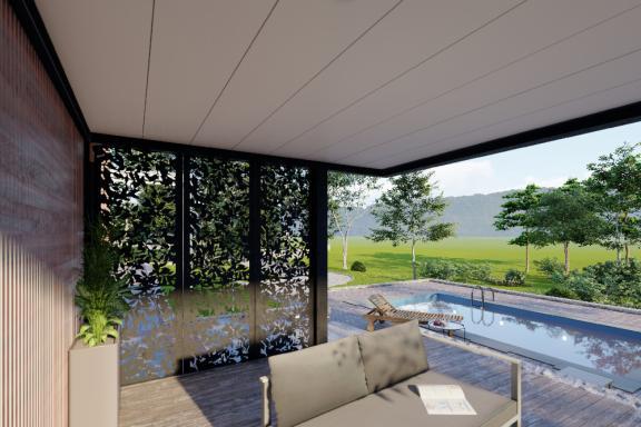 Akena Pool house - Aluminium noir - Salon