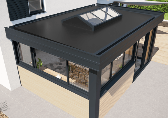 Akena - Extension maison cuisine toit plat - Toit ouvert