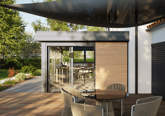 Akena - Extension maison cuisine toit plat - Ouverture