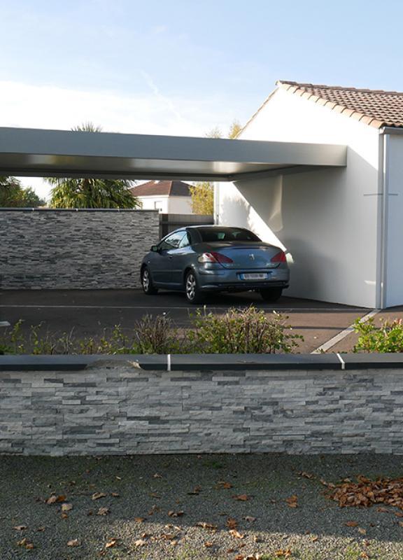 Akena Carport - Toit plat - Adossé façade