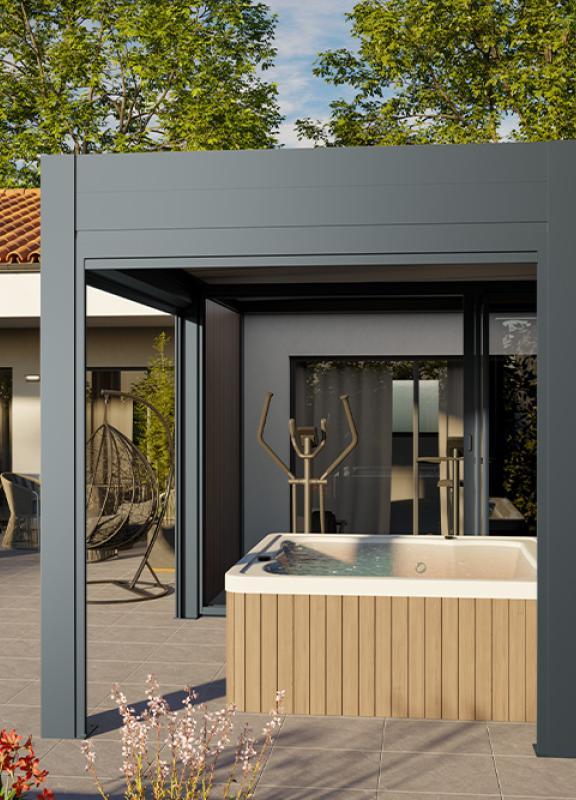 Akena Pool house - Adossé - Gris aluminium