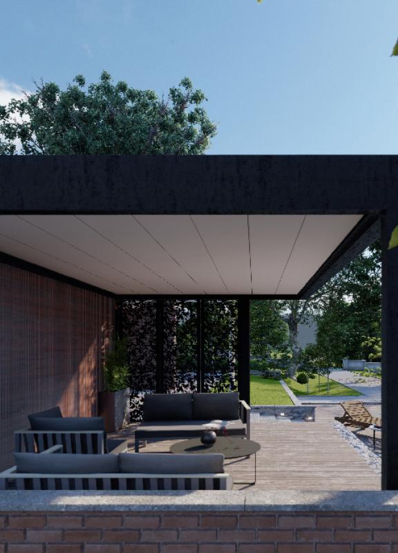 Akena Poolhouse - Aluminium noir - Sur terrasse