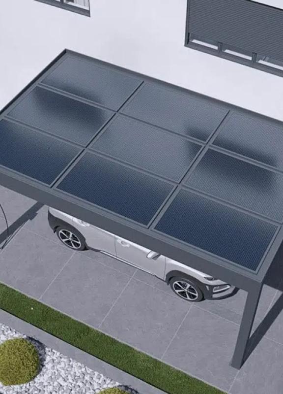 carport solaire Akena pour produire de l'électricité et recharger sa voiture