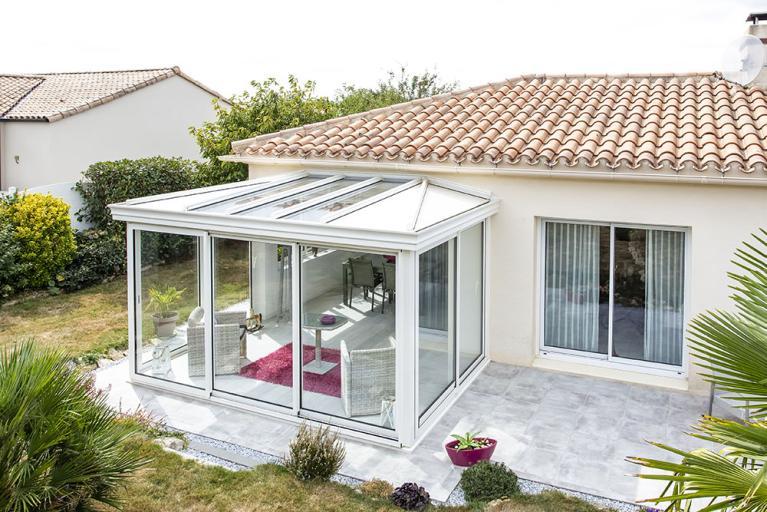 Akena Véranda - Droite avec arêtiers - Alu blanc