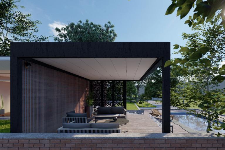 Akena Pool house - Aluminium noir - Sur terrasse