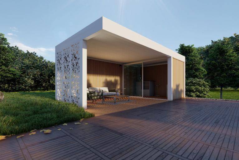 Akena Pool house - Adossé - Aluminium gris