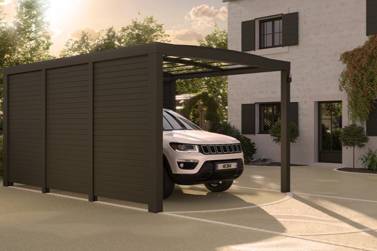 Carport cintré avec brise-vue fixe - Akena