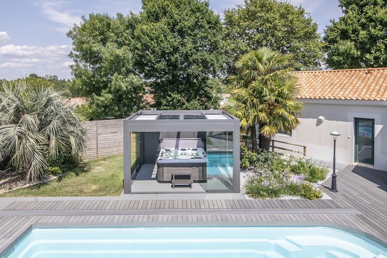 Akena Pergola - Coulissants de verre - Ilot