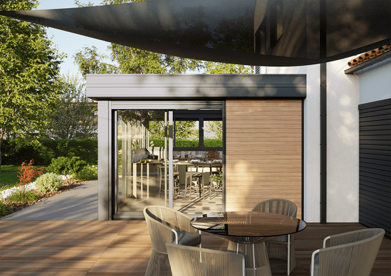 Akena - Extension maison cuisine toit plat - Ouverture