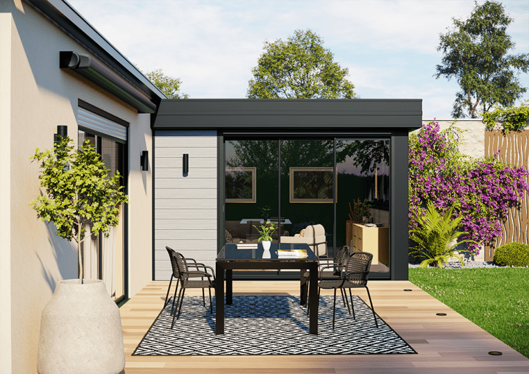 Akena - Extension maison salon toit plat - Espace de vie